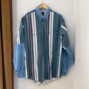 Vintage Wrangler 90’s Striped Denim Button Down
